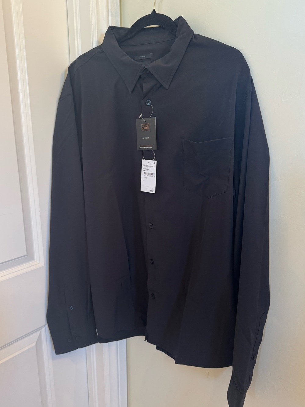 NWT 14th & Union Men’s Black Performance Stretch Shirt 2XL Nordstrom